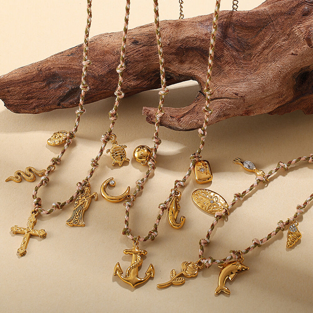 1 Piece Oceanic Stainless Steel Waterproof Gold Color DIY Braided Necklaces Picture2