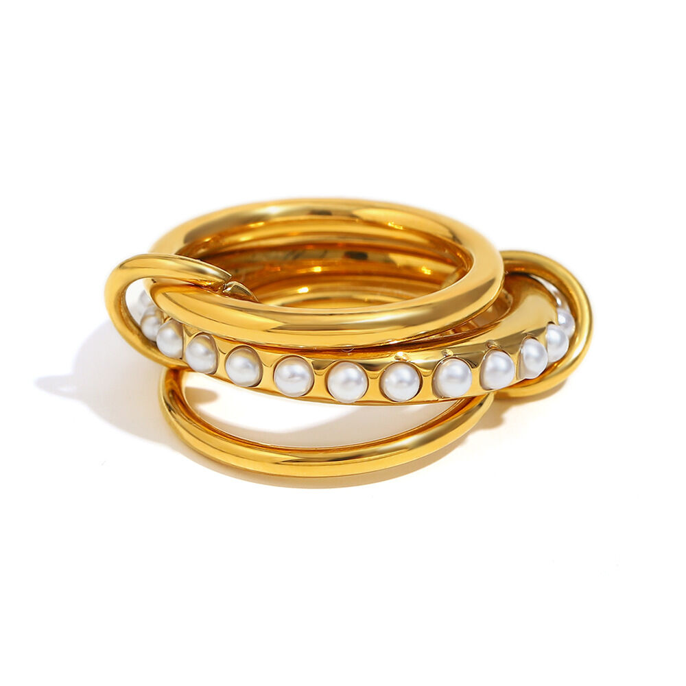 Three-Layer Imitation Pearl Ring-Gold/Number 8 Picture3