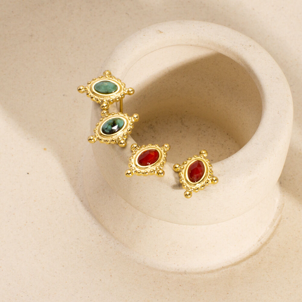 1 par de pendientes de botón de acero inoxidable, simples, elegantes, de forma irregular, resistentes al agua, para mujer h5Imagen3