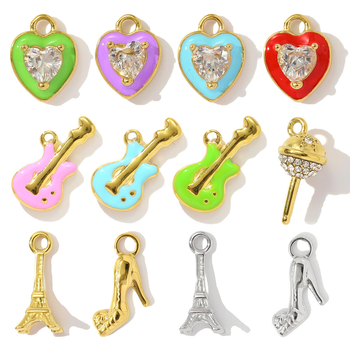1 pezzo di ciondolo da donna in acciaio inossidabile impermeabile color oro con cuore fai da te della serie romantica h5 Immagine4
