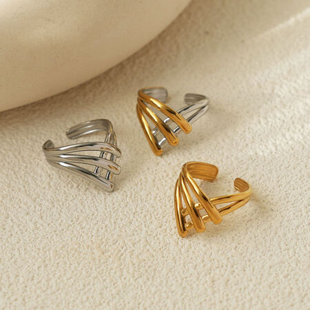 1 Piece Simple Series Casual Irregular Shape Stainless Steel Waterproof Gold Color Minimalist Rings 2