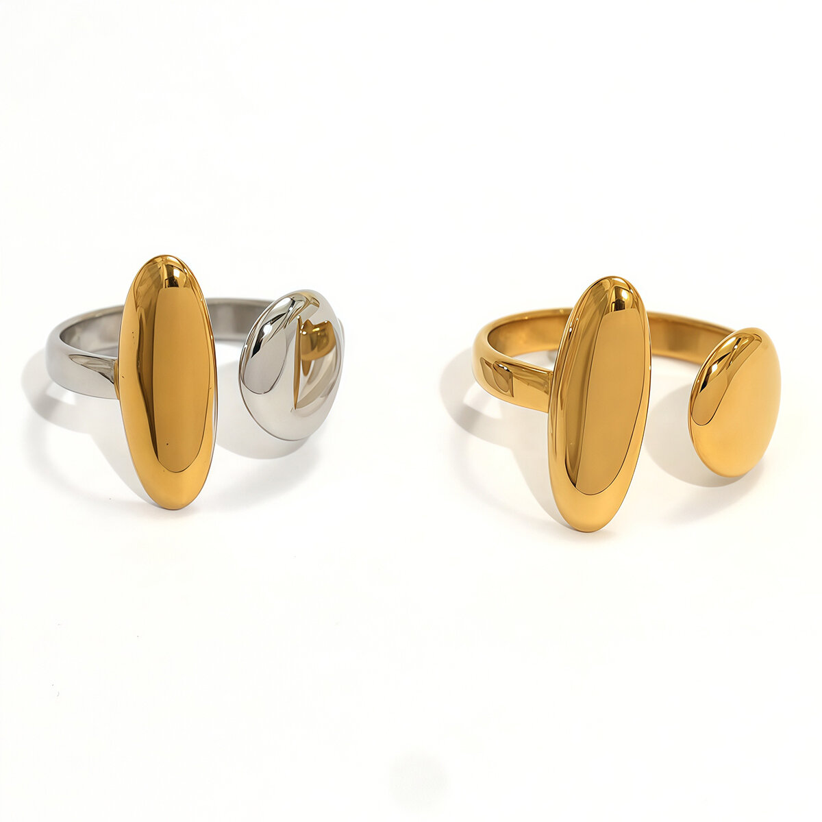 1 Piece Daily Irregular Shape Stainless Steel Waterproof  Gold Color Statement Rings h5 Picture6