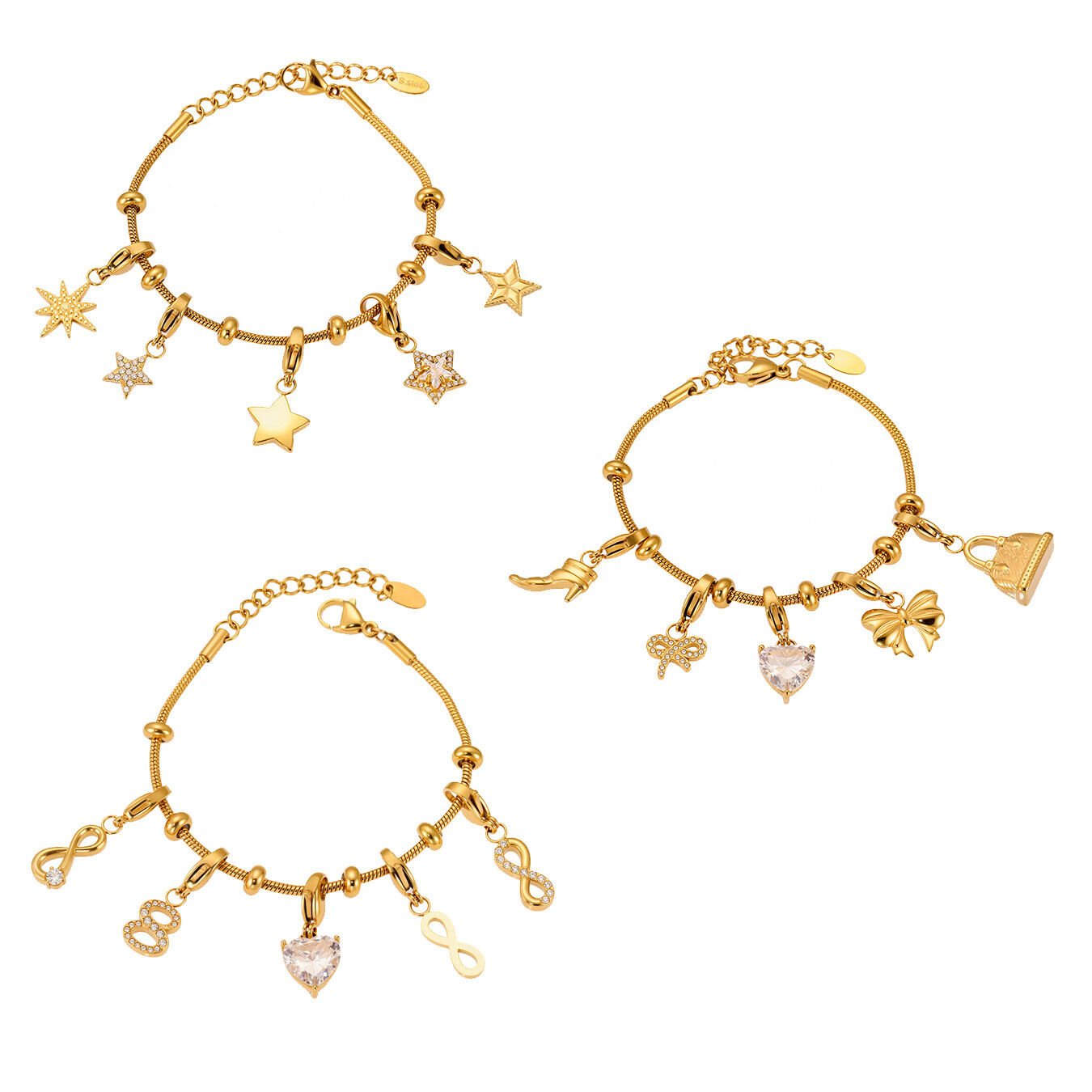 Braccialetti con ciondolo da donna color oro impermeabile in acciaio inossidabile a forma di cuore delicato, 1 pezzo h5 Immagine11