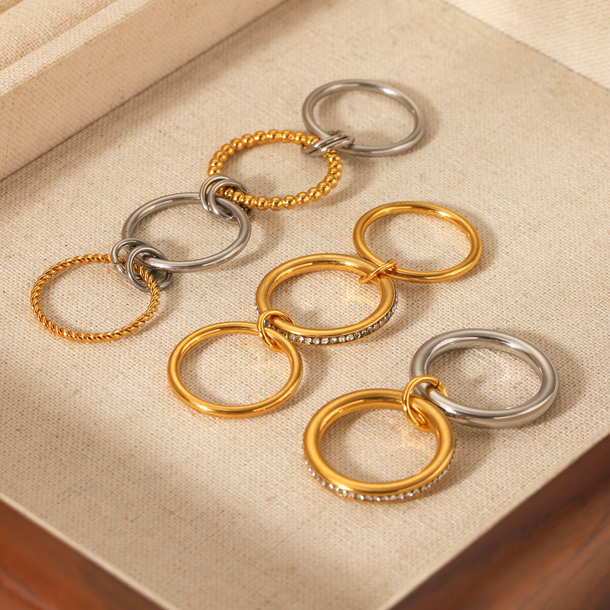 1 Pair Simple Series Daily Geometric Stainless Steel Waterproof  Statement Rings 2