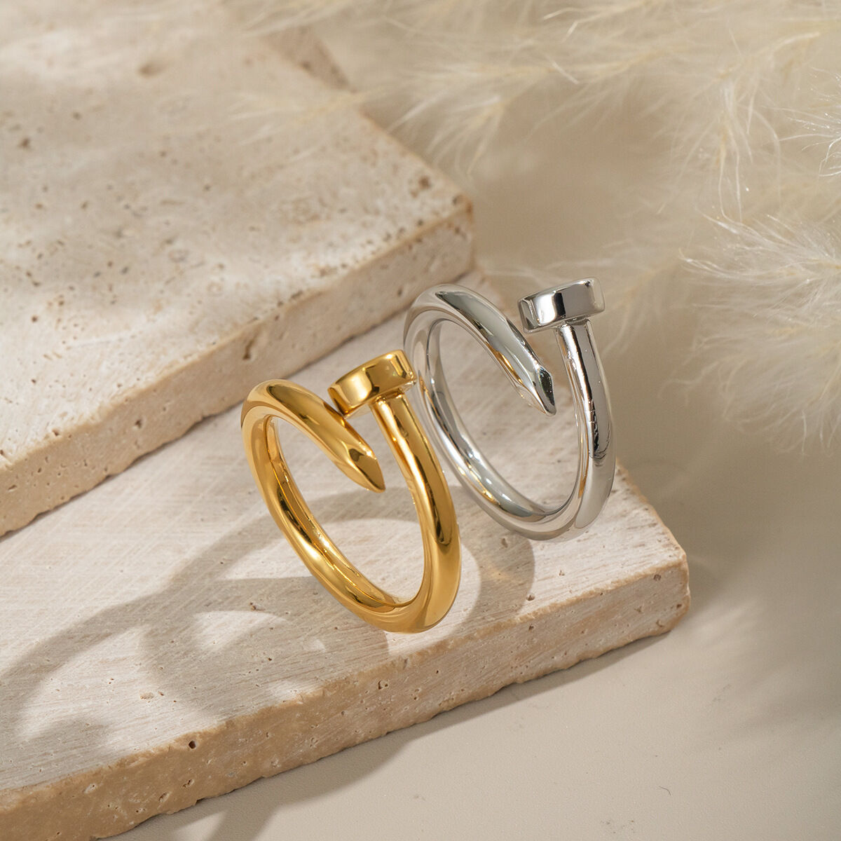 18K Gold Plated Stainless Steel Waterproof Bracelets Sets irregular shape Simple Daily Simple Series Women's jewelry 2