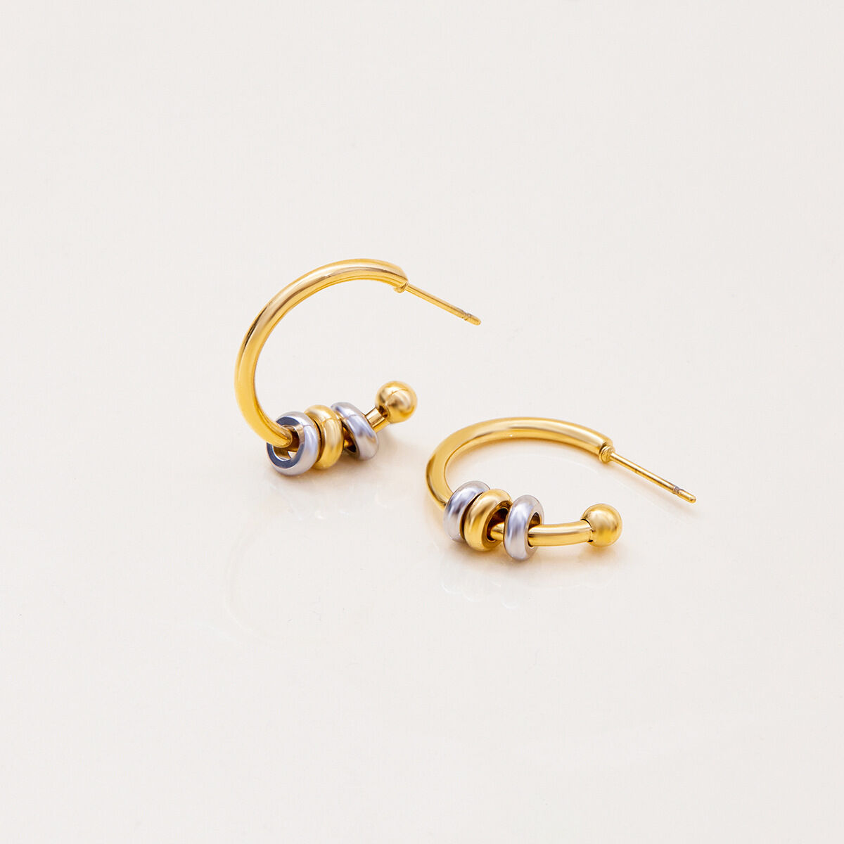 1 Pair Minimalist Circle Stainless Steel Waterproof Gold Color Women's Hoop Earrings h5 Picture5