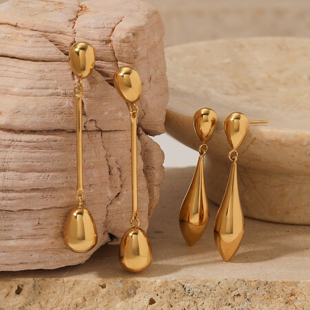 Simple Droplet Shape Stainless Steel Waterproof Gold Color Women's Drop Earrings