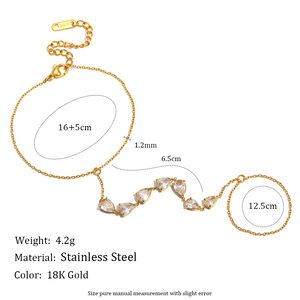 1 Stück Luxus-Serie Elegantes, unregelmäßig geformtes, wasserdichtes Damen-Kettenarmband aus Edelstahl mit Zirkonia h5