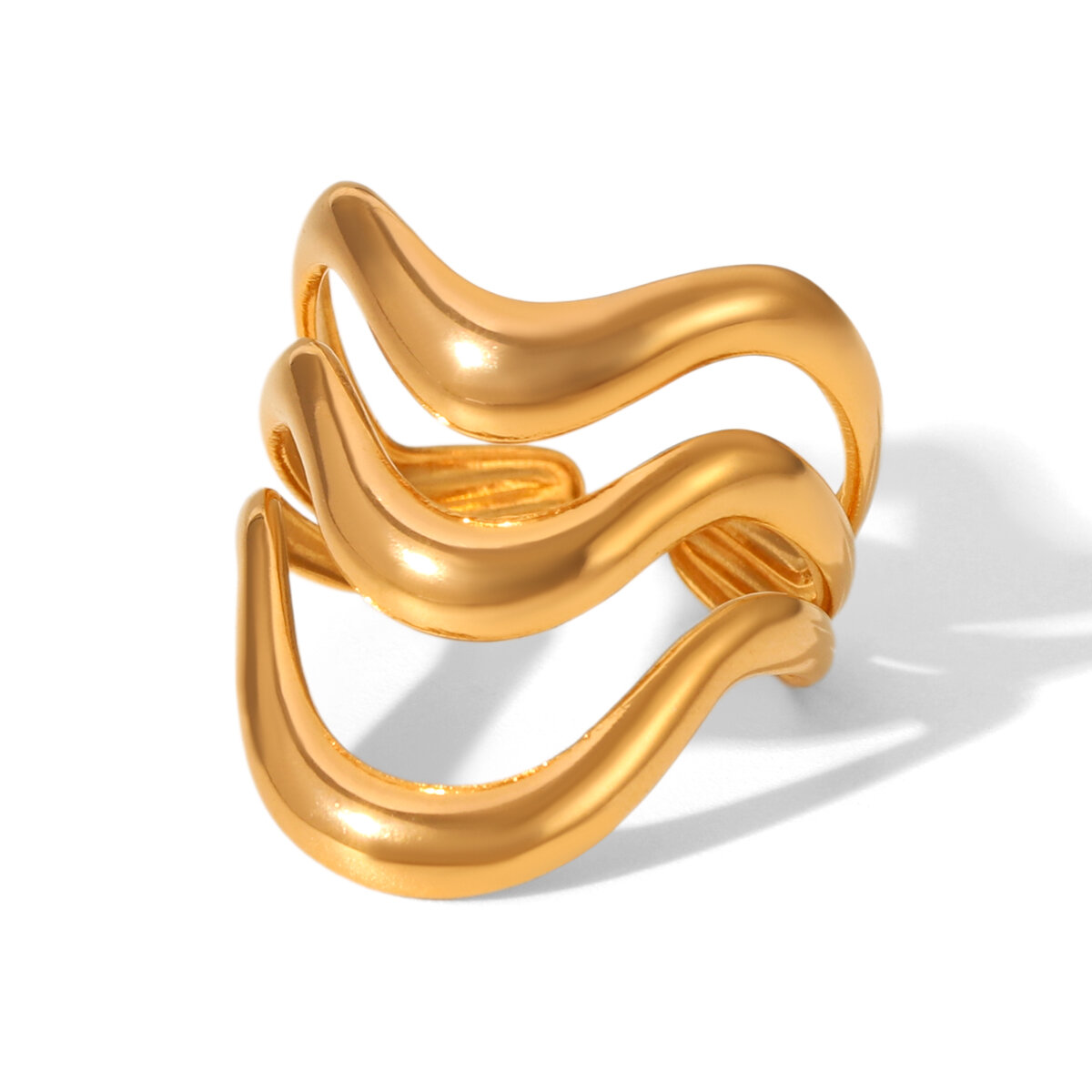 1 Stück schlichte, alltagstaugliche Statement-Ringe aus wasserfestem Edelstahl in Goldfarbe 