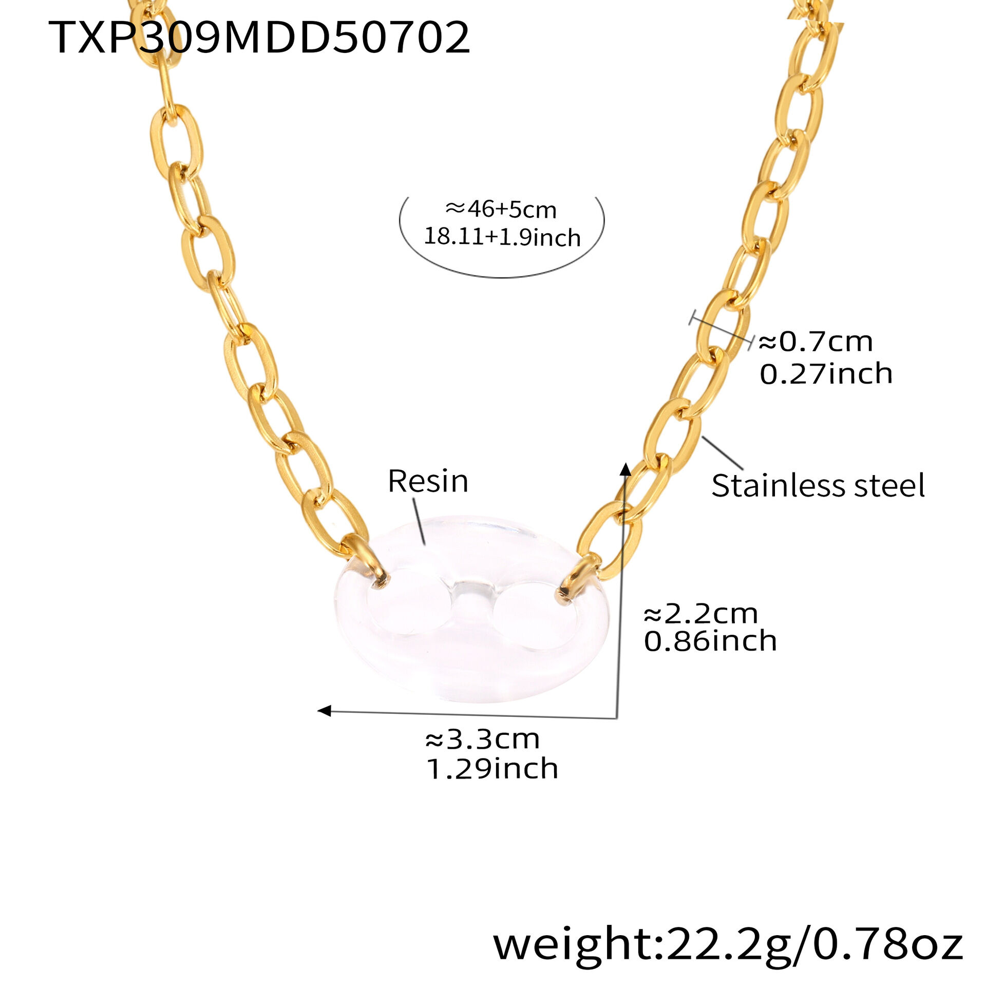 1 collar con colgante de acero inoxidable dorado resistente al agua con forma irregular elegante para mujer 