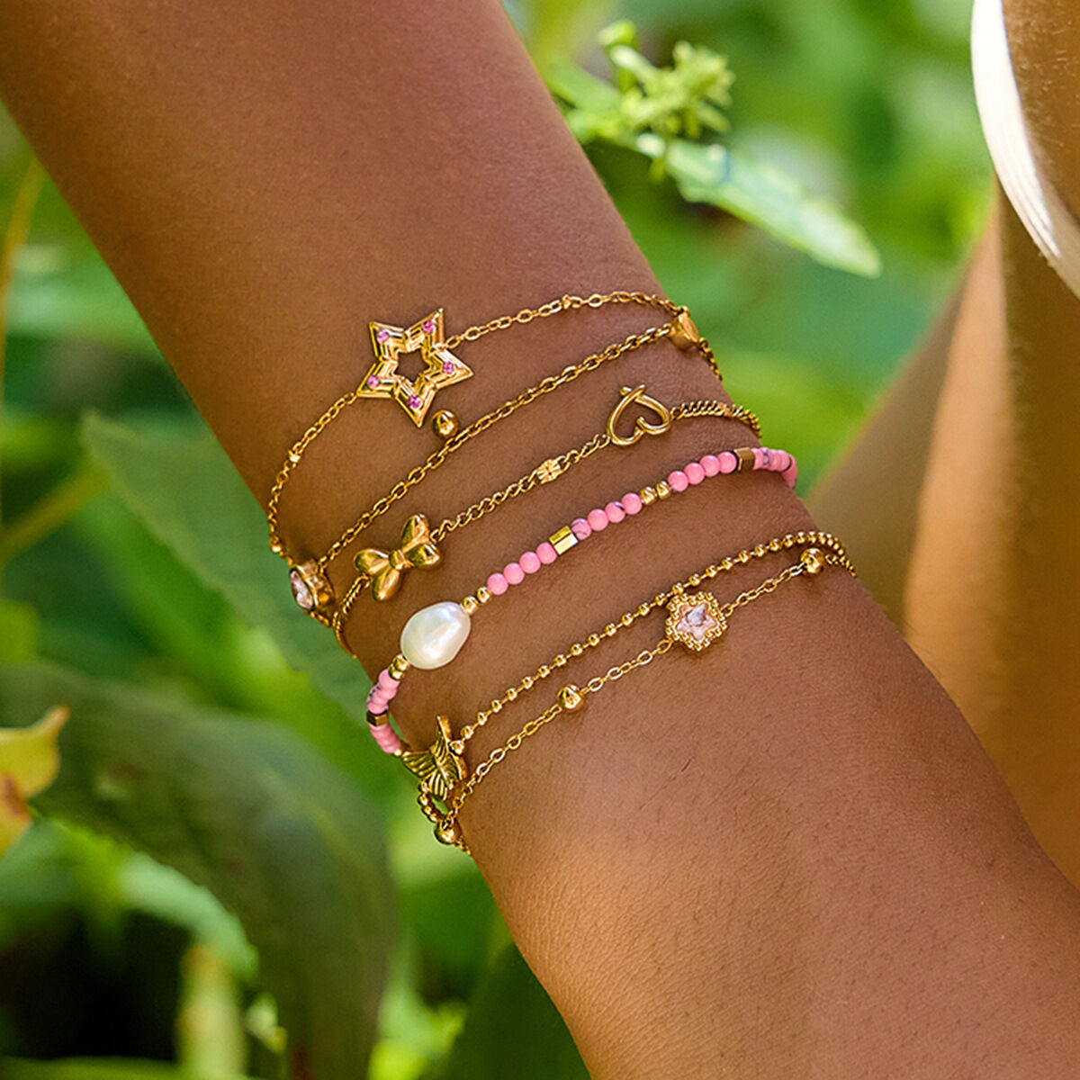 1 Piece Charming Star Stainless Steel Waterproof Gold Color Women's Charm Bracelets