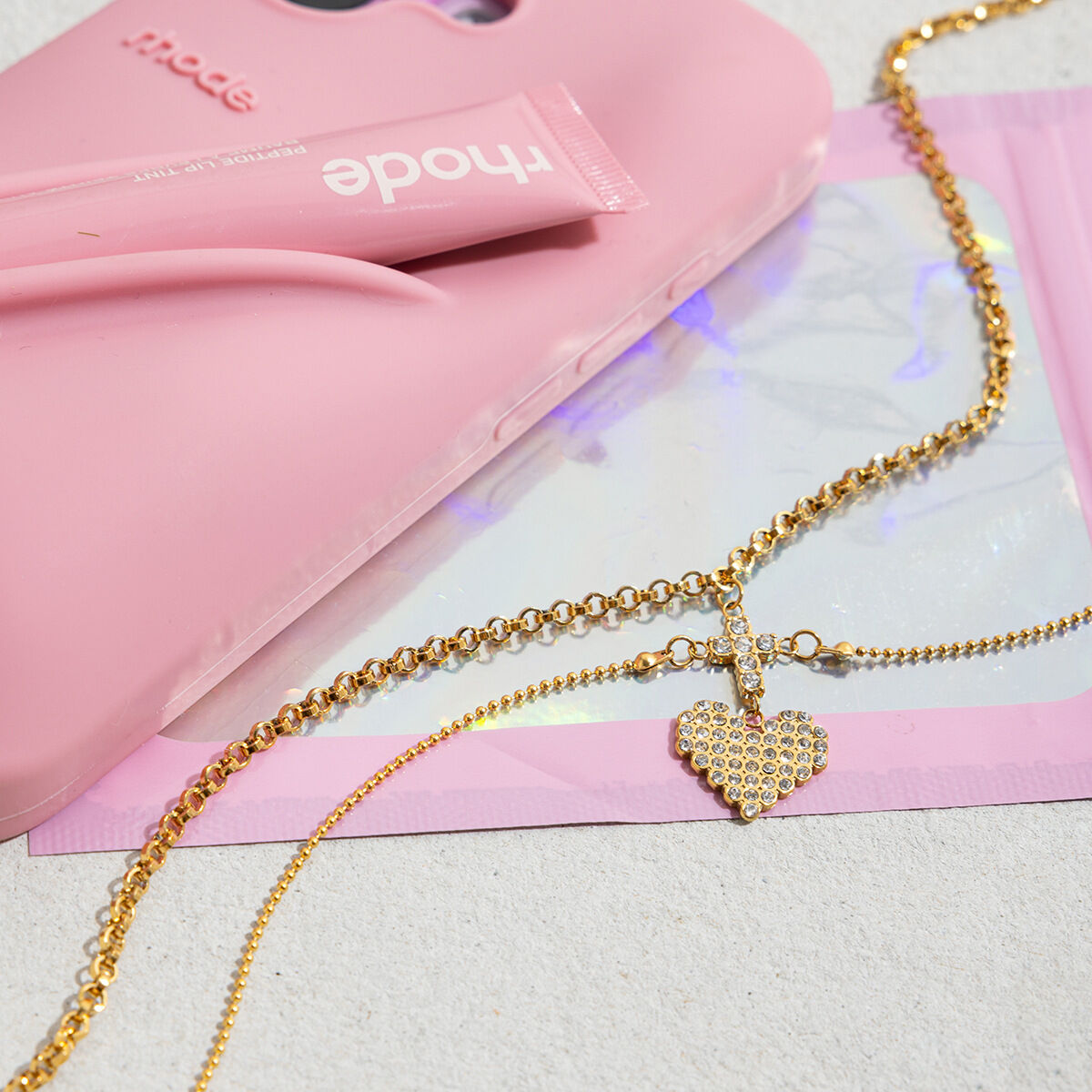 1 Piece Romantic Heart Stainless Steel Waterproof Gold Color Women's Layered Necklaces Picture6