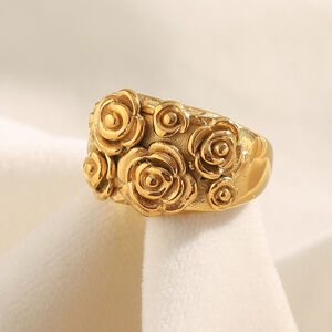 1 Piece Romantic Flower Stainless Steel Waterproof Gold Color Statement Rings h5 Picture3