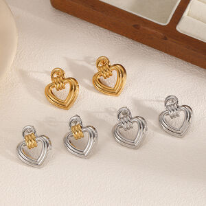 1 Pair Daily Heart Stainless Steel Waterproof Gold Color Women's Stud Earrings h5 Picture2