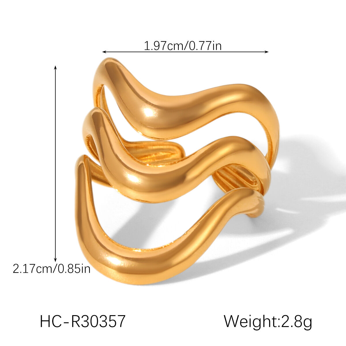 1 Stück schlichte, alltagstaugliche Statement-Ringe aus wasserfestem Edelstahl in Goldfarbe Bild2