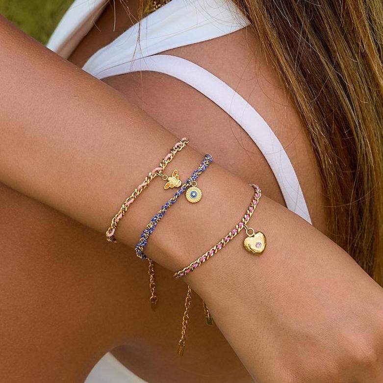 1 Stück Retro-Herz-Armband aus Edelstahl, wasserdicht, goldfarben, geflochten, für Damen h5 Bild3