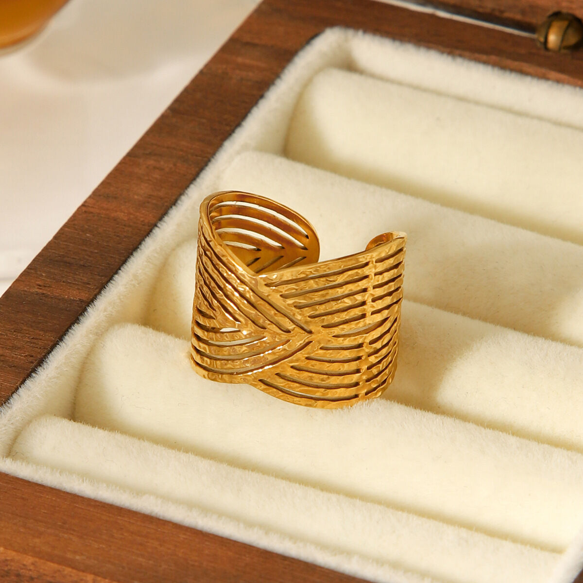 1 stuk Simple Series Daily Plant roestvrijstalen gouden statement ringen h5 Afbeelding5