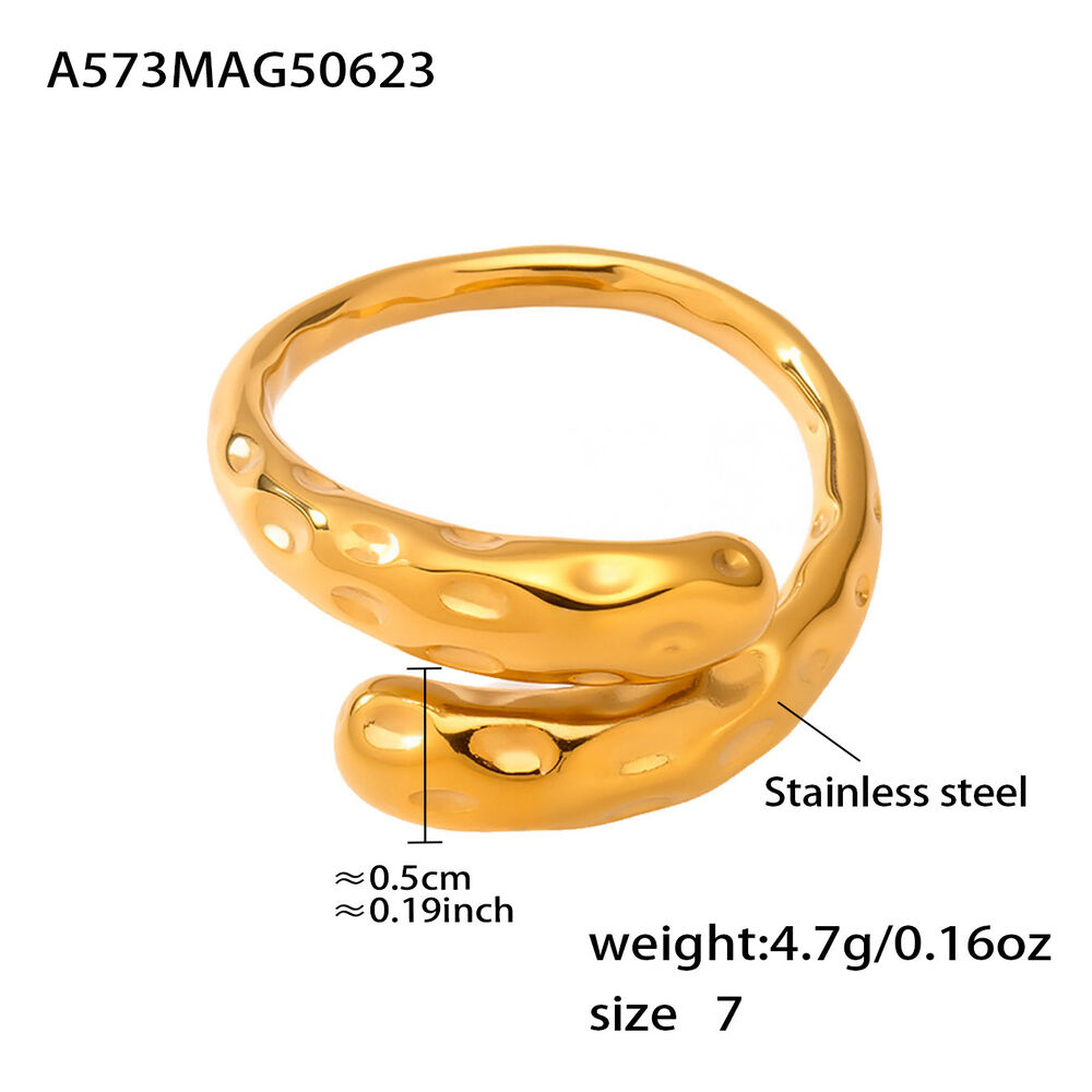1 Piece Classic Irregular Shape Stainless Steel Waterproof Gold Color Statement Rings h5Picture2