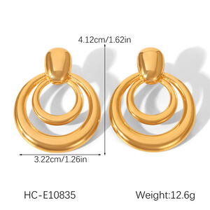 1 Paar moderne, runde, wasserdichte Ohrstecker aus Edelstahl in Goldfarbe für Damen h5 Bild2
