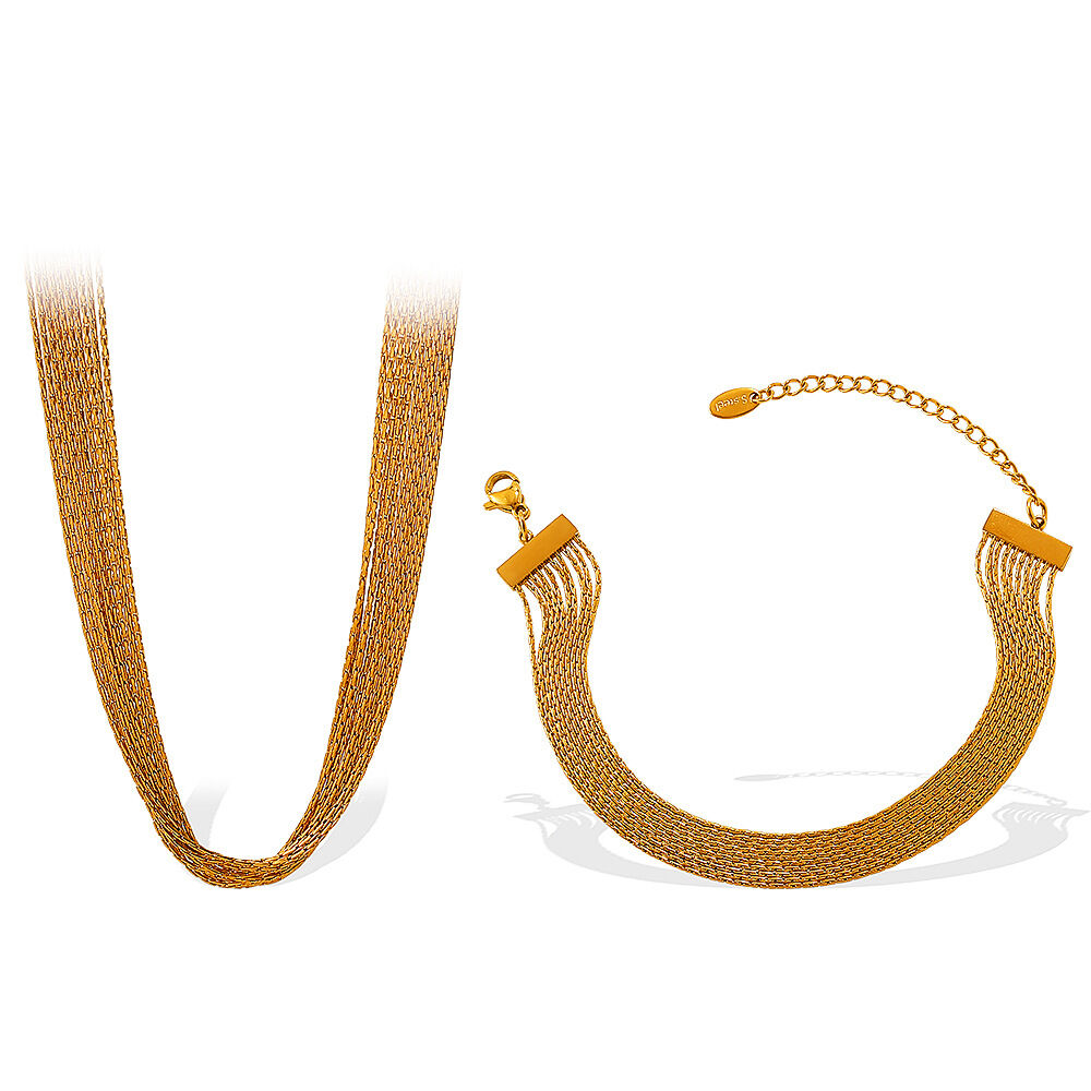 Chain Stainless Steel Waterproof Gold Color Necklace Set Picture5