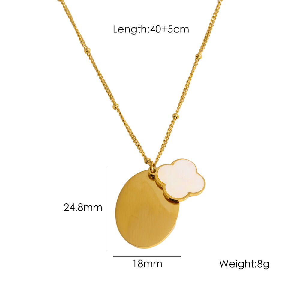 Simple Stainless Steel Waterproof Women's Pendant Necklace with Shell Flower Designs