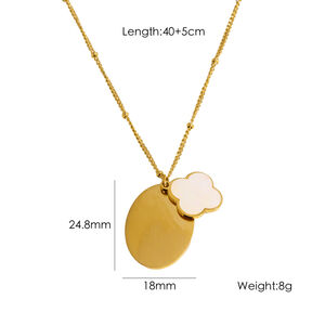Simple Stainless Steel Waterproof Women's Pendant Necklace with Shell Flower Designs h5