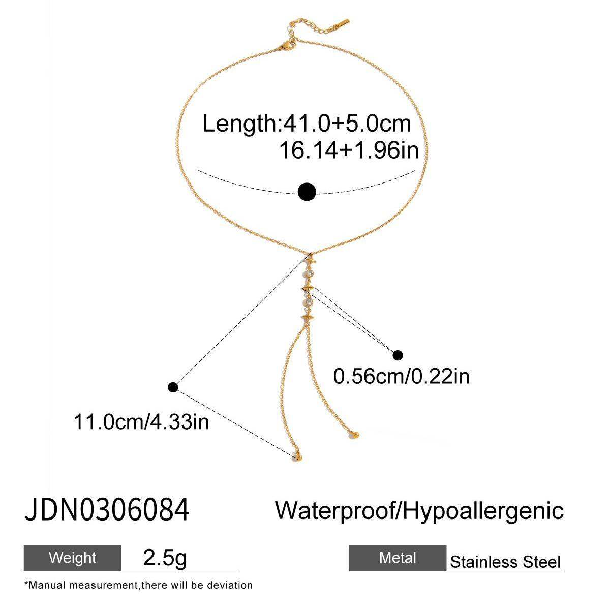 Collana con ciondolo a forma di stella in acciaio inossidabile, impermeabile, a catena lunga, da donna, 1 pezzo h5 Immagine2
