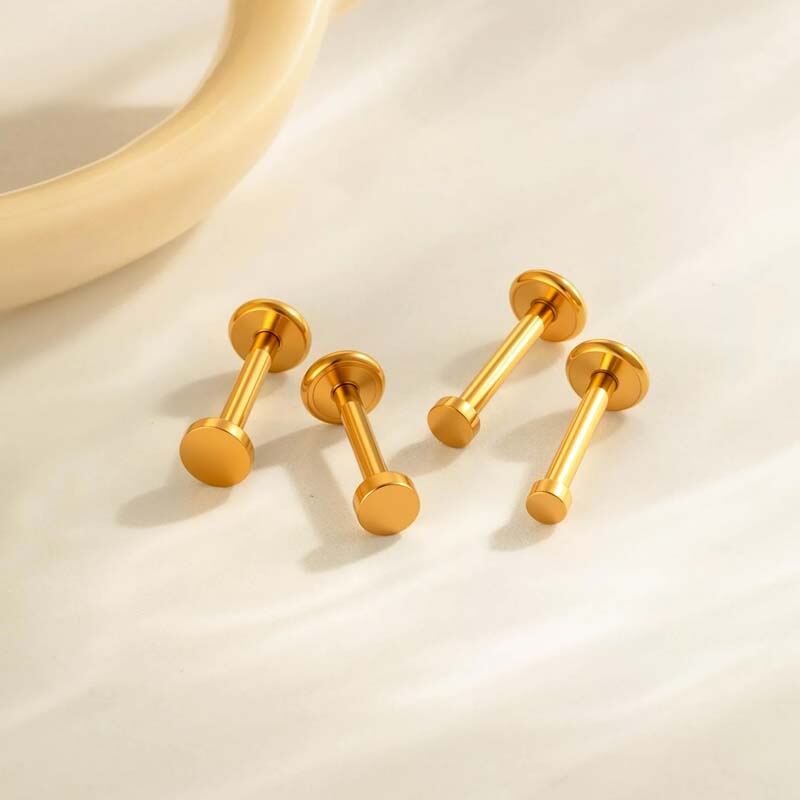 1 Adet Paslanmaz Çelik Su Geçirmez Altın Renkli Piercing Küpe