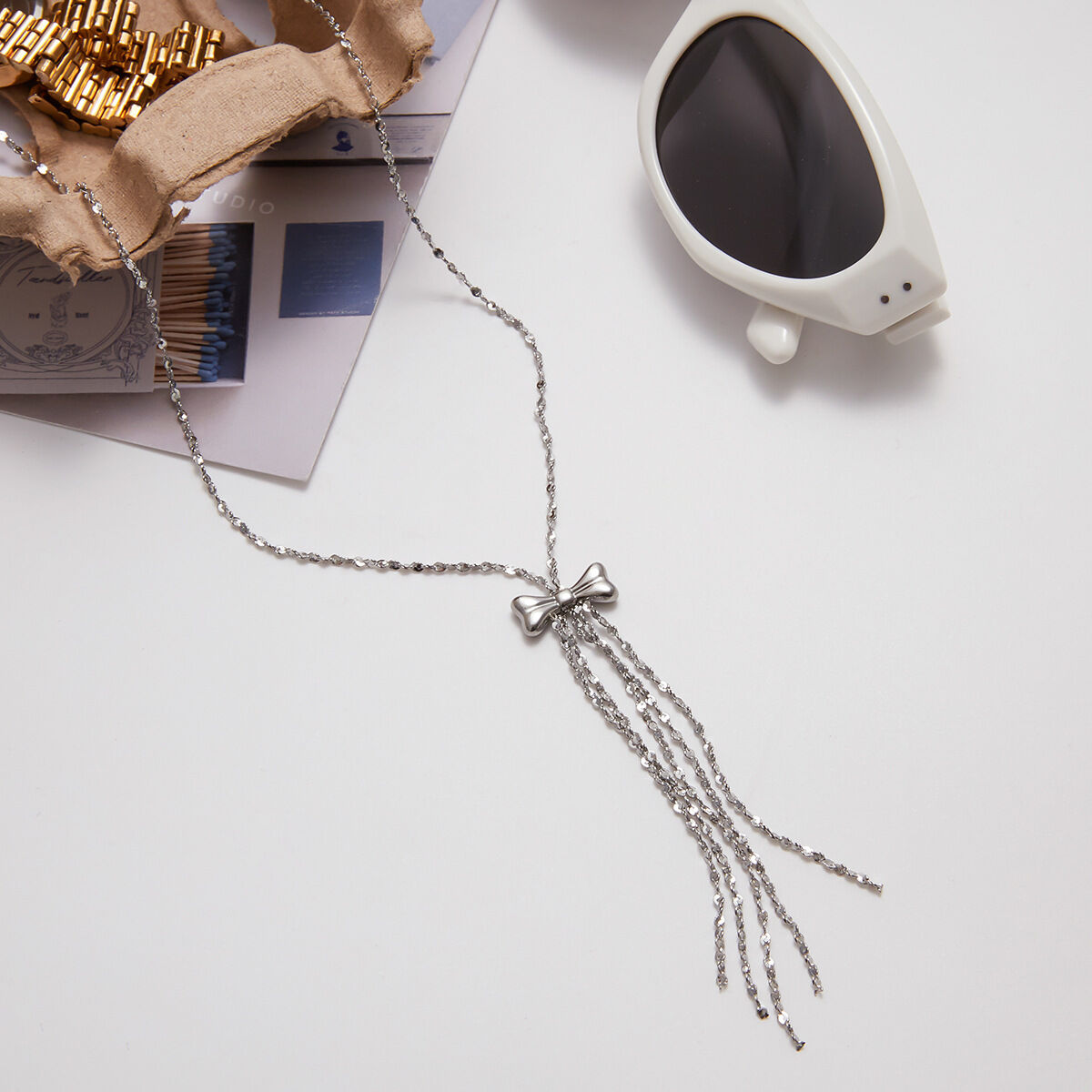 1 Piece Daily Bow Knot Stainless Steel Waterproof Women's Pendant Necklaces h5 Picture5