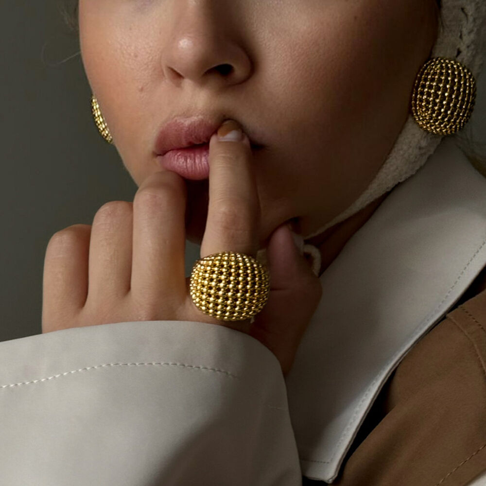 1 Piece Personality Geometric Stainless Steel Waterproof Gold Color Statement Rings h5Picture3