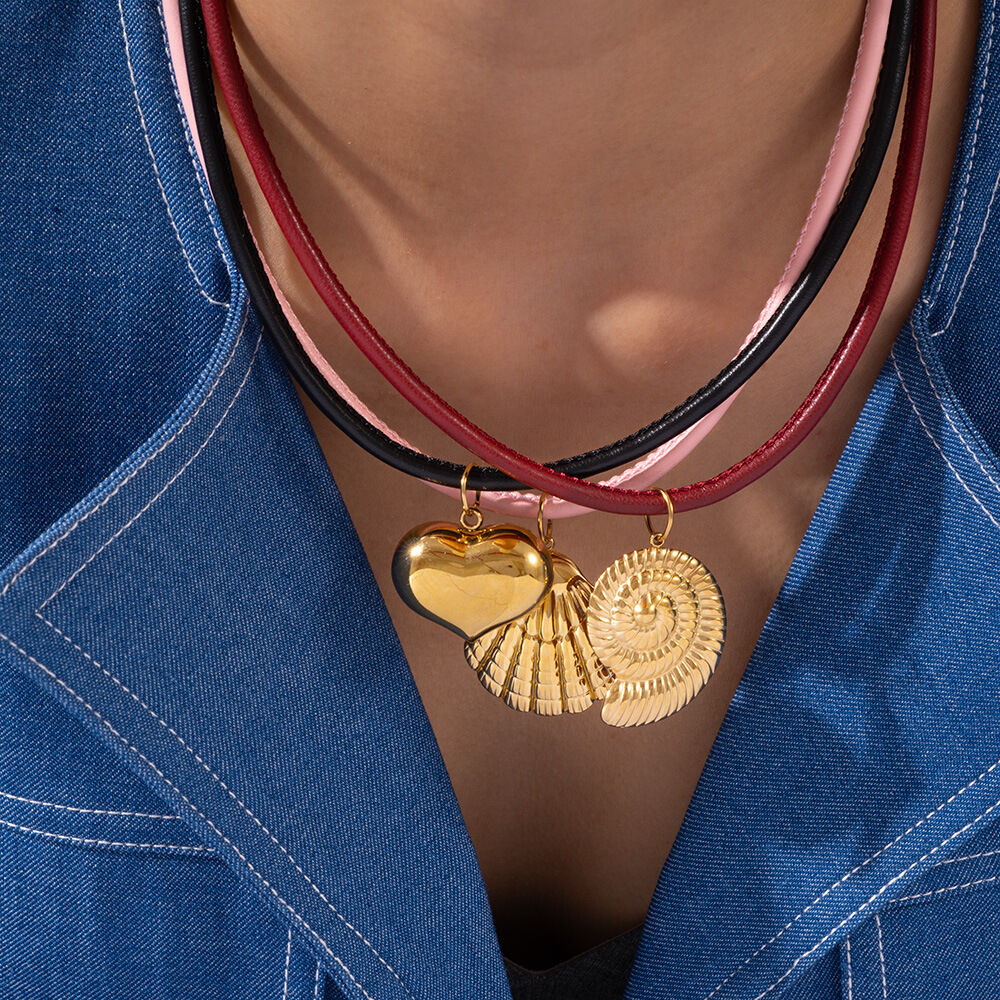 1 pezzo elegante collana con ciondolo a conchiglia in acciaio inossidabile impermeabile color oro da donna h5 Immagine3