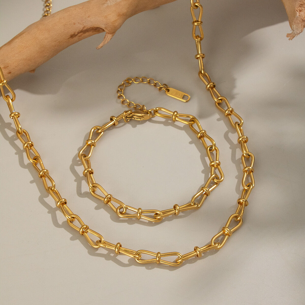 Chain Stainless Steel Waterproof Gold Color Necklace Set Picture3
