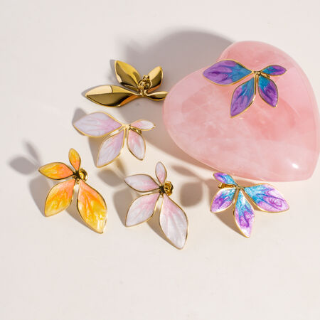 1 Pair Romantic Series Sweet Flower Stainless Steel Waterproof Women's Stud Earrings