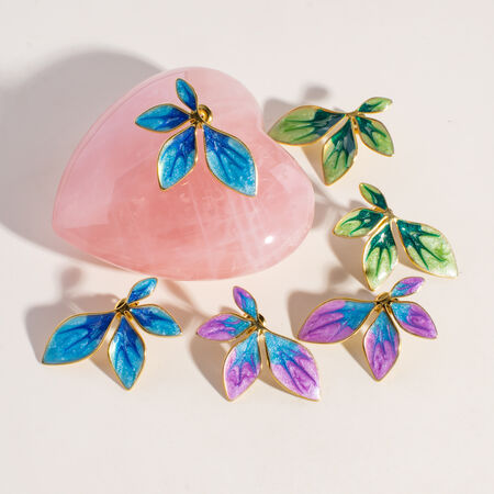 1 Pair Romantic Series Sweet Flower Stainless Steel Waterproof Women's Stud Earrings 2