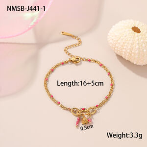 1 Piece Romantic Stainless Steel Waterproof Gold Color Charm Bracelet h5