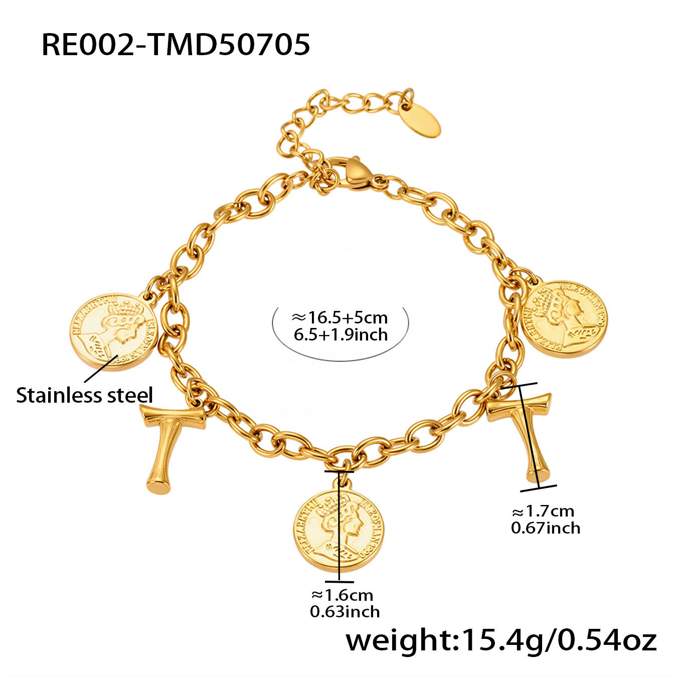 RE002-T Bracciale fai da te in oro 16+5cm Immagine20