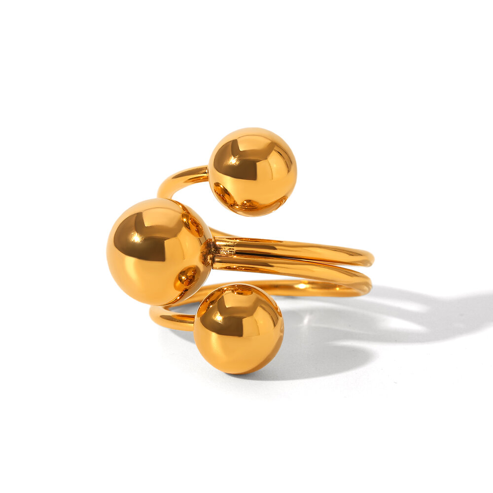 Dagelijkse Patchwork Waterdichte Statement Ringen van roestvrij staal in goudkleur
