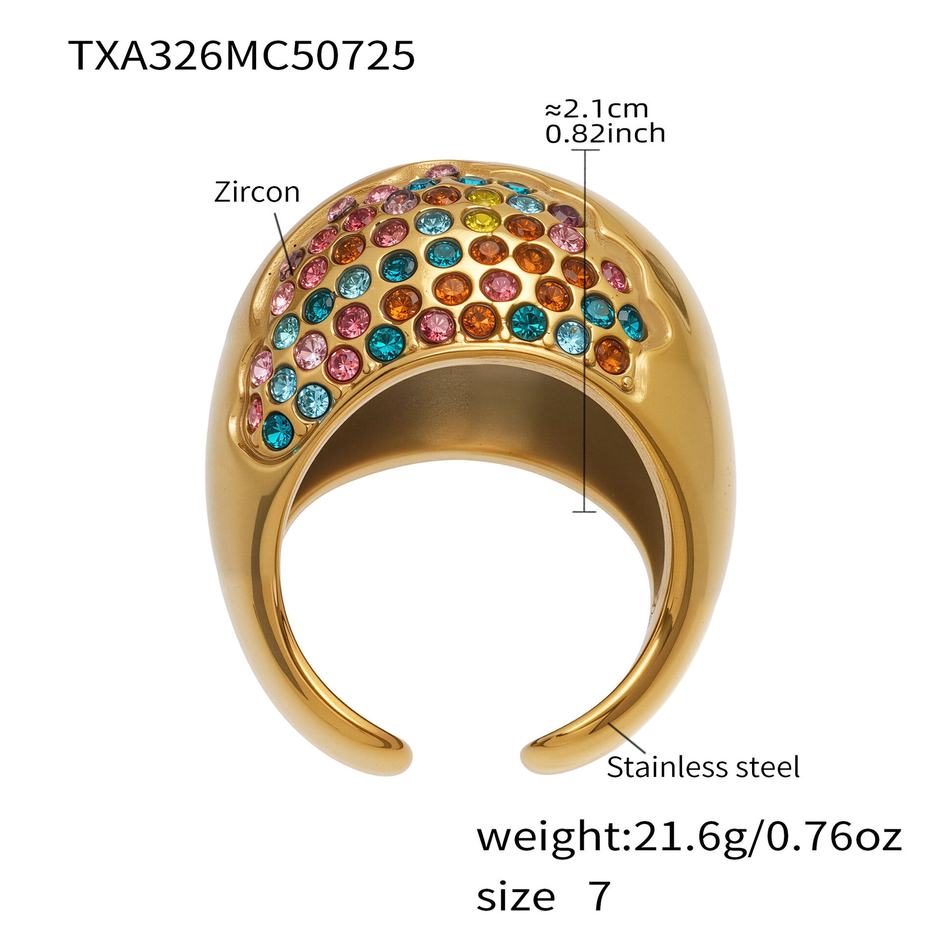 Txa326-Gold Colored Zircon Ring-Size 7 Picture5