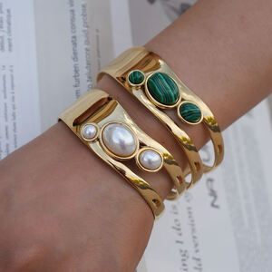 1 Piece Elegant Irregular Shape Stainless Steel Waterproof Women's Cuff Bracelets h5 Picture6