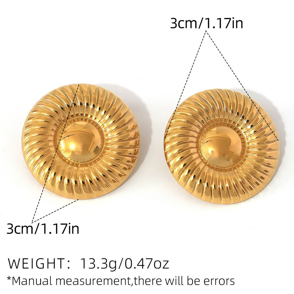 1 Pair Simple Circle Stainless Steel Waterproof Gold Color Women's Stud Earrings h5Picture2
