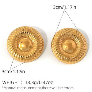 1 Pair Simple Circle Stainless Steel Waterproof Gold Color Women's Stud Earrings h5 Picture2