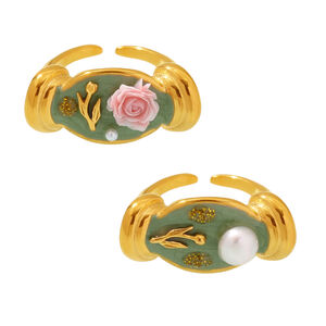 1 Piece Romantic Series Flower Stainless Steel Waterproof Gold Color Statement Rings h5 Picture5