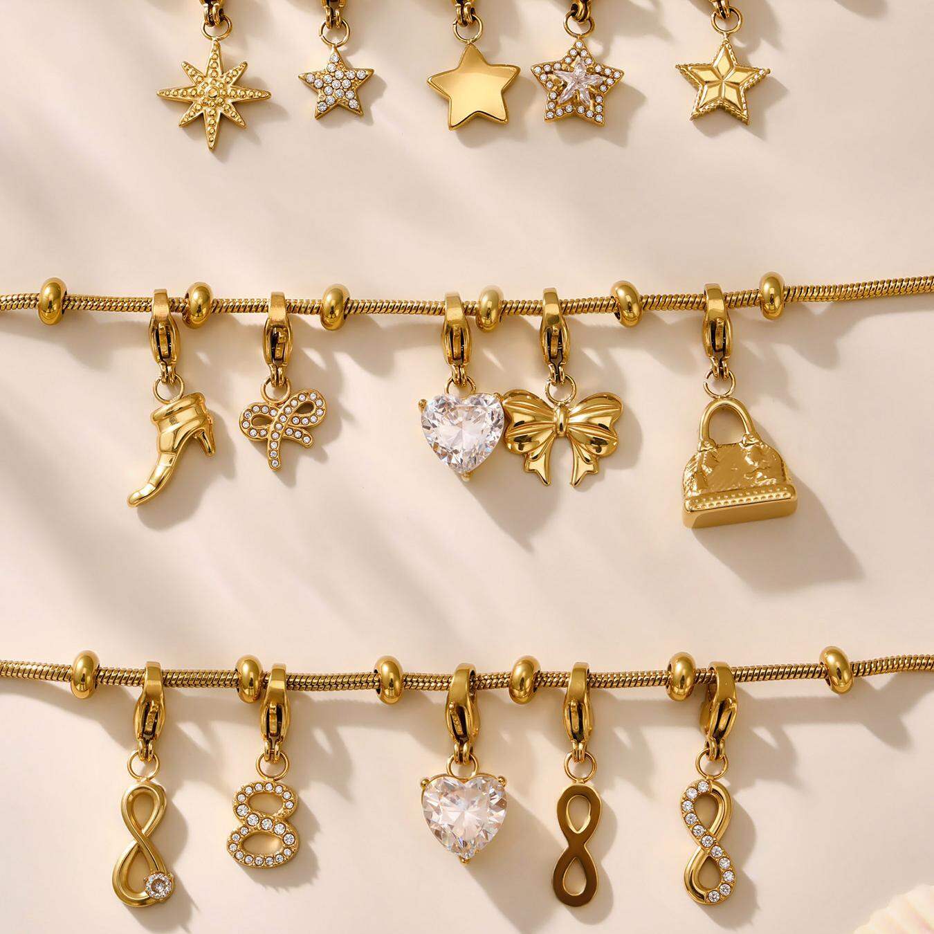 Braccialetti con ciondolo da donna color oro impermeabile in acciaio inossidabile a forma di cuore delicato, 1 pezzo h5 Immagine10
