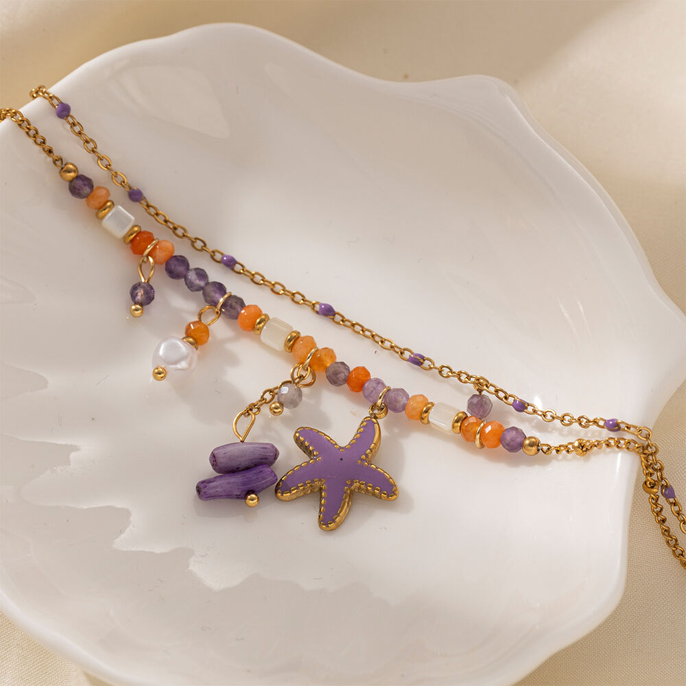 1 Piece Romantic Series Sweet Flower Heart Stainless Steel Waterproof Gold Color Beaded Bracelet Picture4