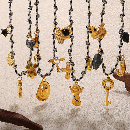 Stainless Steel Waterproof Gold Color DIY Pendant Necklace Set 2