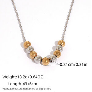 1 Piece Simple Series Simple Beads Stainless Steel Waterproof Beaded Necklaces h5 Picture2