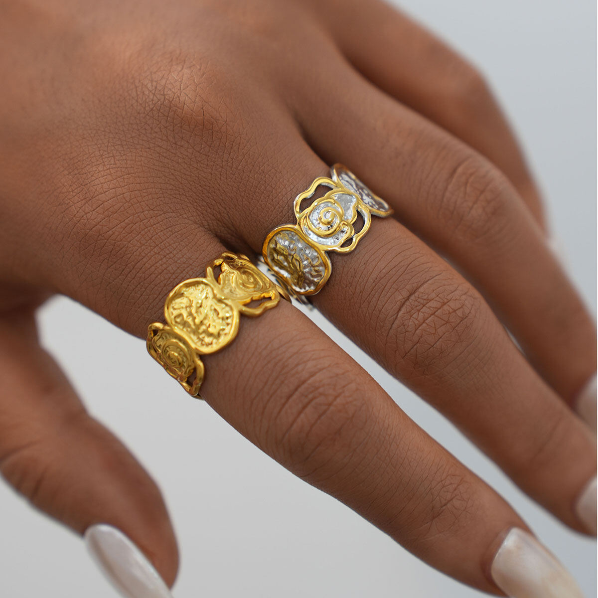 1 Piece Simple Elegant Flower Stainless Steel Waterproof  Gold Color  Minimalist Rings