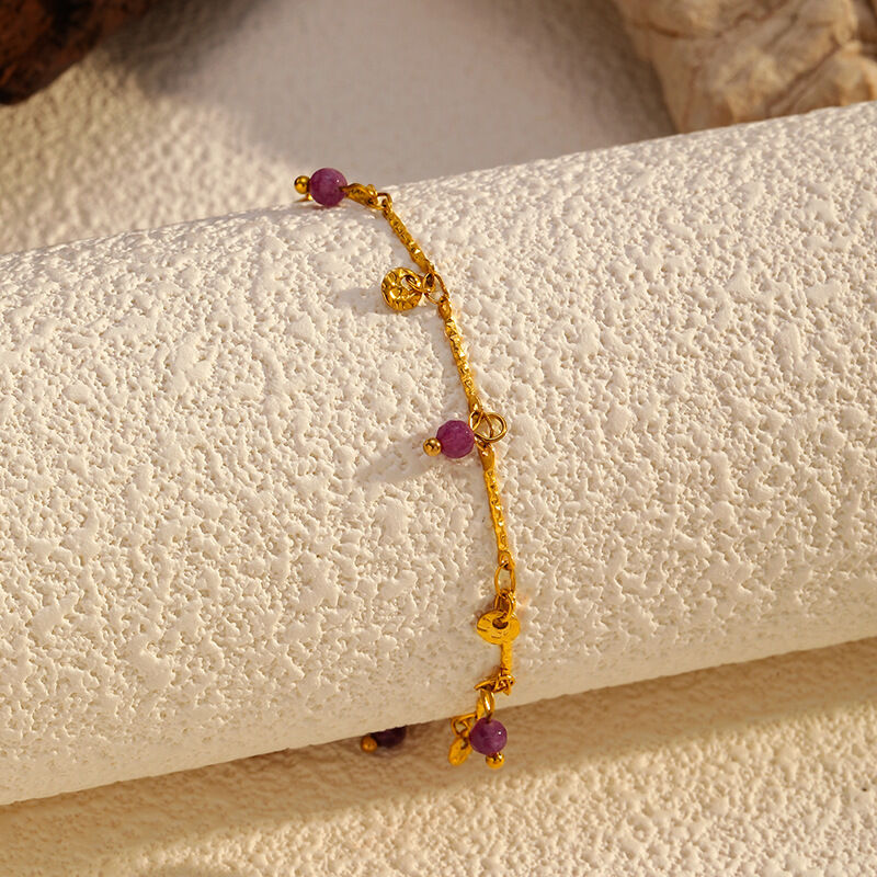 Pulsera con dijes de acero inoxidable, color dorado, resistente al agua, con forma irregular, estilo retro, 1 unidad h5 Imagen5
