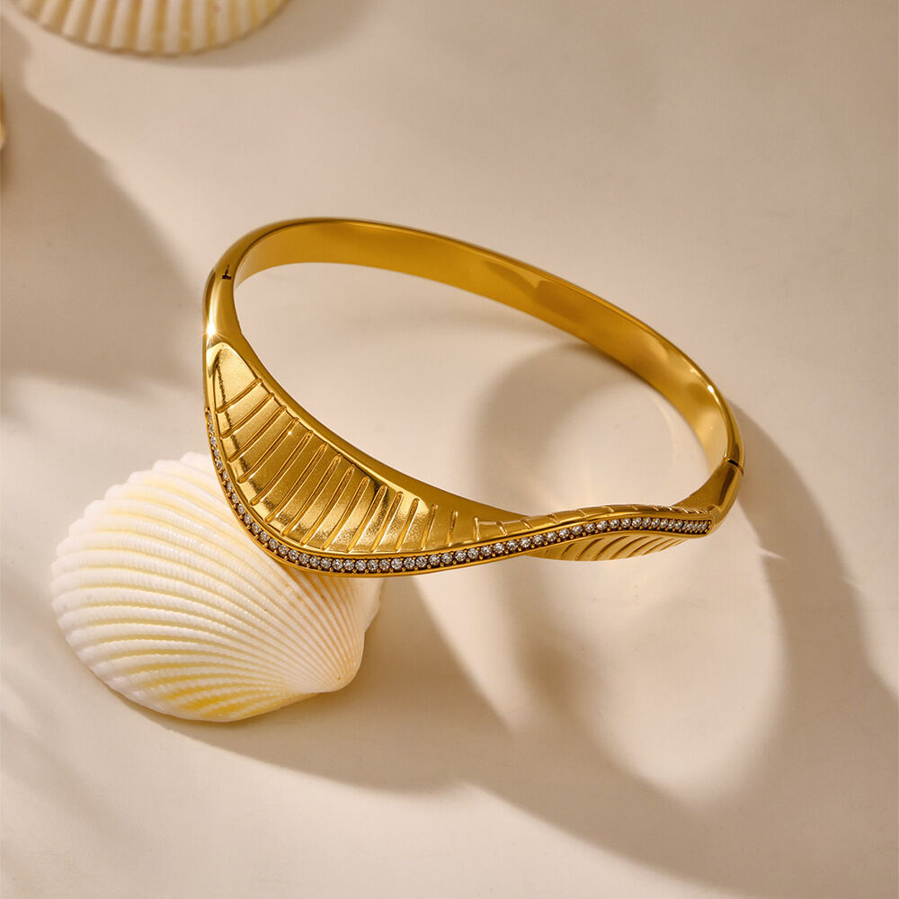 Braccialetti da donna color oro impermeabili in acciaio inossidabile a spirale classica da 1 pezzo Immagine7