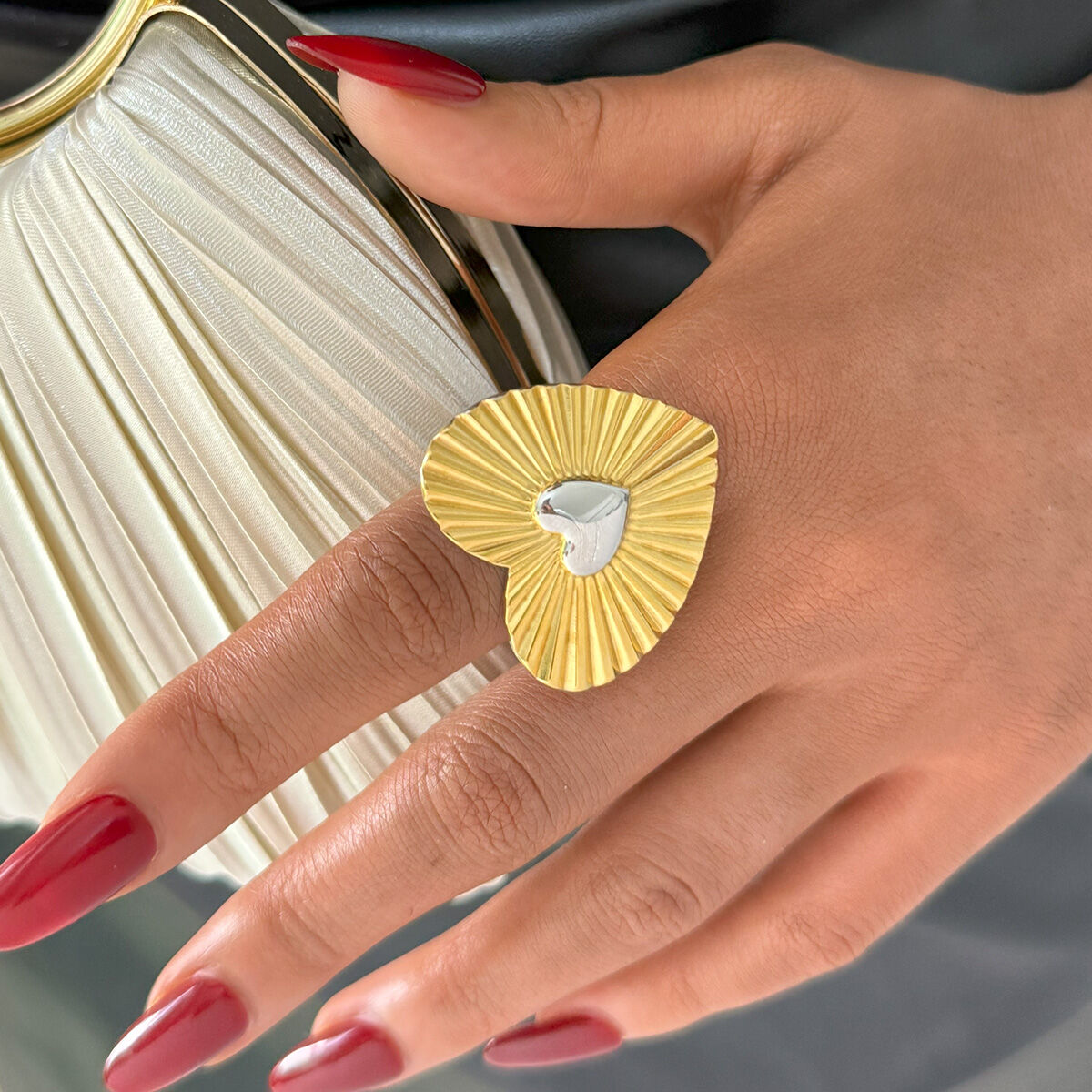 1 Piece Romantic  Simple Heart Stainless Steel Waterproof  Statement Rings